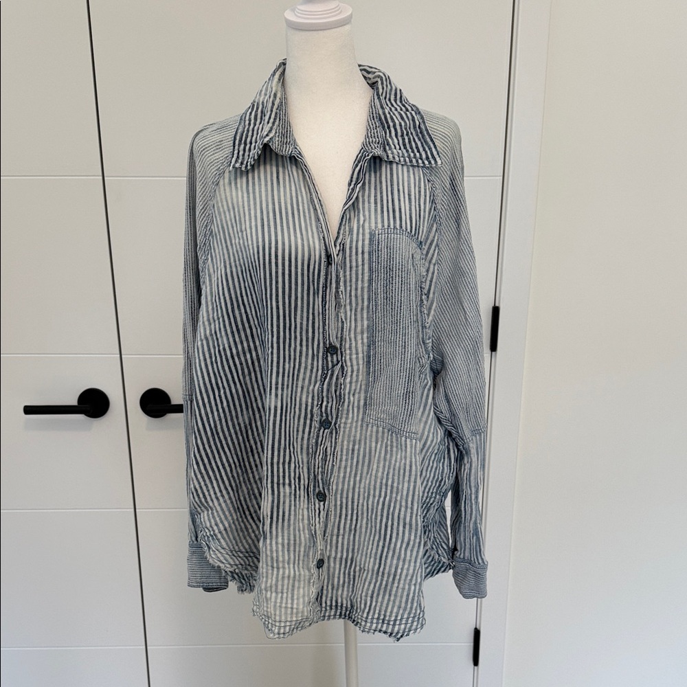 We The Free Indigo Skies Striped Button-Down Shirt